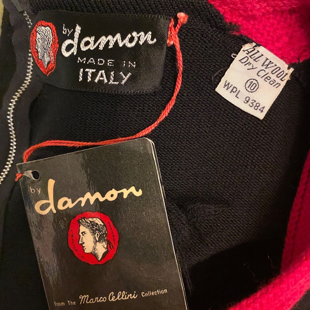 Vintage Italian “Damon ITALY” Sweater – Black with Red Trim - Picture 6 of 7